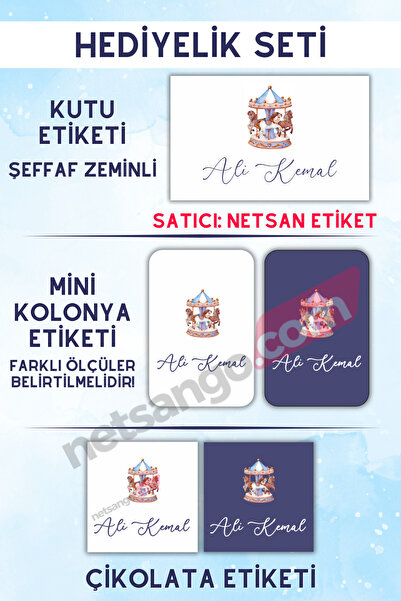 Netsan Etiket Erkek Bebek Hediyelik Etiket Seti - Atlı Karınca Modeli