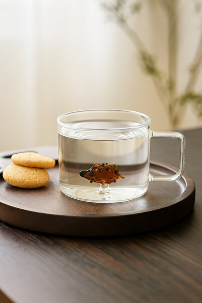 Meralles Glass Mug Cup with Three-Dimensional Heat Resistant Hedgehog Detail ...