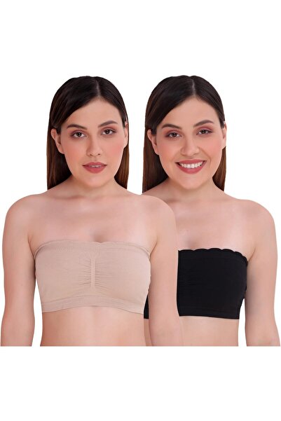 Glamroot Women’s Padded Seamless Strapless Bandeau Tube Bra with Back Hook, F...