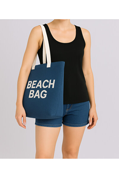 Sebir Moda Пляжна сумка з написом Трикотажна пляжна сумка