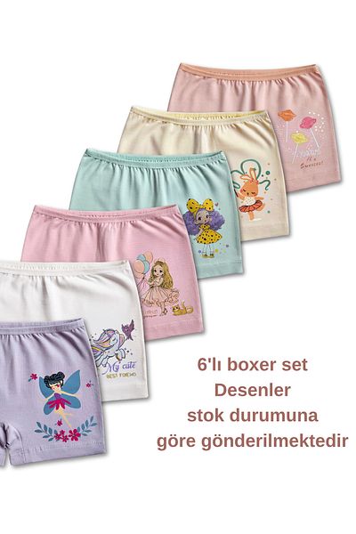 GizaKids 95% Cotton Girls' Single Jersey Combed Cotton Boxer Briefs Underwear Set of 6