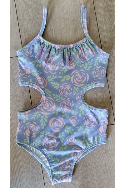 BİRANNEBİRAYBARS Girl's Rose Patterned Swimsuit