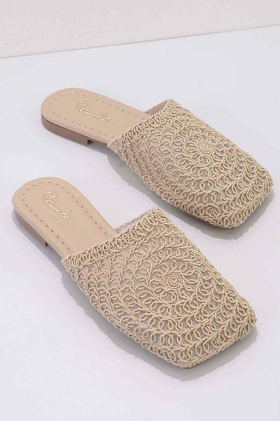 Bambi White Genuine Leather Women's Slippers K04826050003
