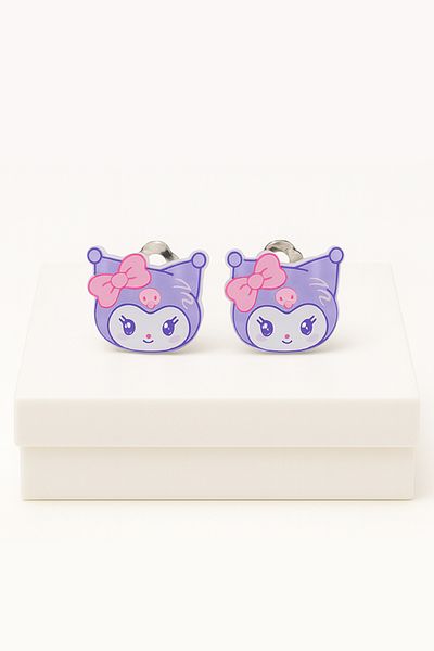 MakeWell Boxed Glitter Kuromi Design Compression Earring Bracelet Set Boxed Kuromi Necklace Bracelet Set