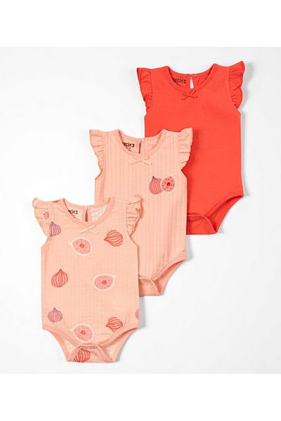 Necix's Luvvera Baby Newborn 3-Piece Ruffle Sleeve Body Set – Fig Pattern
