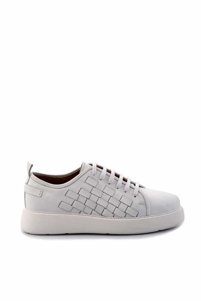 Bambi Tenis pentru bărbați din piele naturală tricotată albă E 01310111741