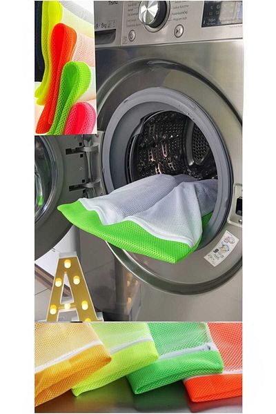 lawrenceshop Πρακτικό πολύχρωμο δίχτυ πλυσίματος παπουτσιών με λευκό φερμουάρ