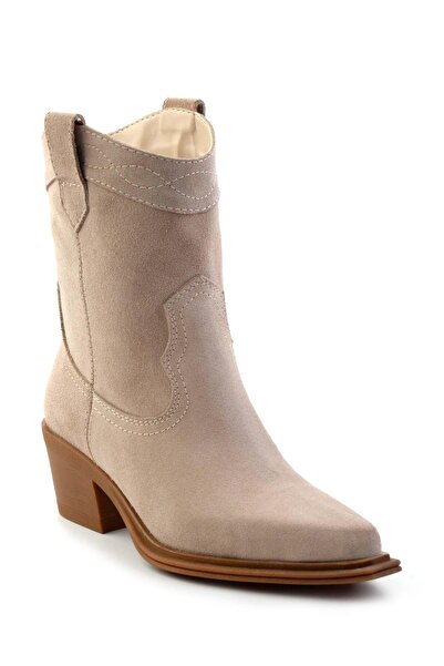Bambi Vizon Süet Hakiki Deri Kadın Bot & Bootie K02274325002