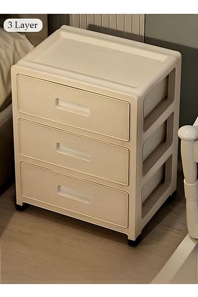 Generic 3-layers Storage Drawers Organizer With Wheels, Toy Storage Box, Plastic Floor Storage Cabinet