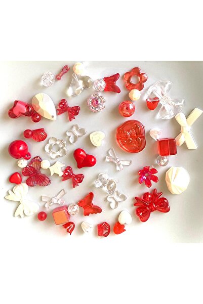 312 KONSEPT 50 τεμάχια 30 γραμμαρίων ακρυλικές χάντρες σε μικτά σχήματα κόκκινων αποχρώσεων