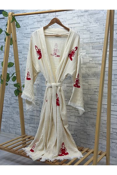 Befera Design Muslin Kimono 100% Cotton Yoga Printed Patterned Bathrobe Kaftan Dressing Gown