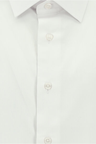 Abdullah Kiğılı Uzun Kol Slim Fit Dar Kesim Klasik Non Iron Saten Pamuk Gömlek