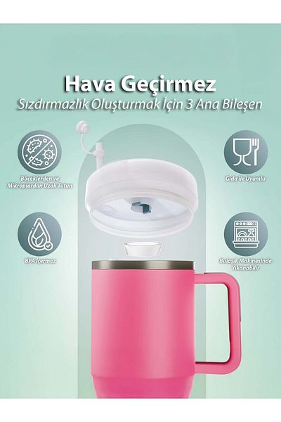 Stanley Quencher 1,18 Straw Thermos Compatible 1 Set 3 Piece Transparent Leakproof Set Accessory