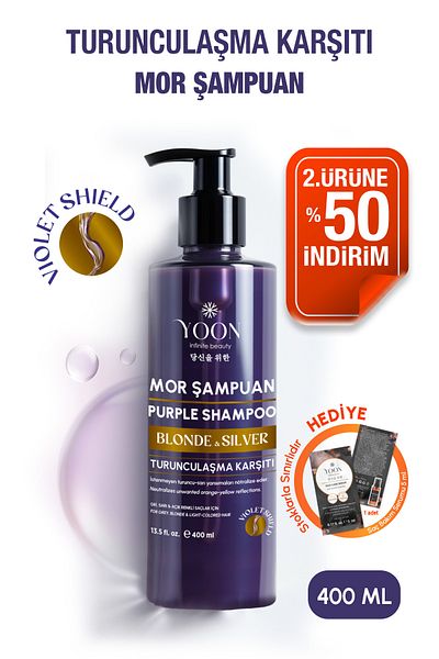 YOON Anti-Orange Purple Shampoo 400ml – Color Protector for Blonde, Gray, Platinum Hair