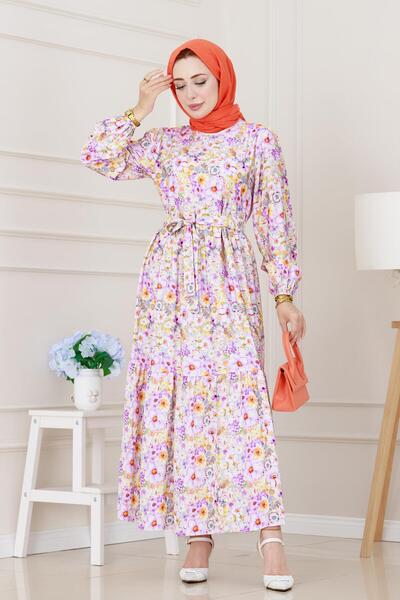 Sevitli Floral Beach Φόρεμα-Λιλά