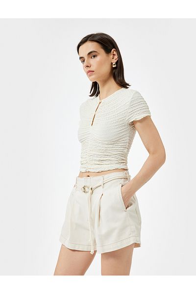 Koton X Şahika Ercümen - High Waist Belted Cotton Shorts