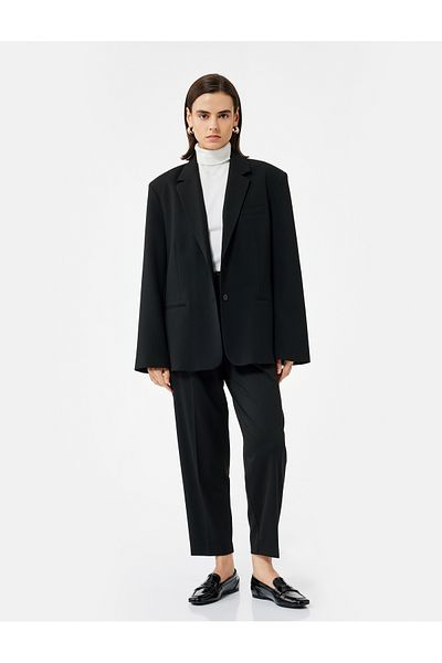 Koton High Waist Oversize Cigarette Pants with Belt and Pockets