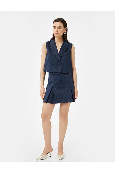 Koton Cotton A-Line Pleated Mini Skirt