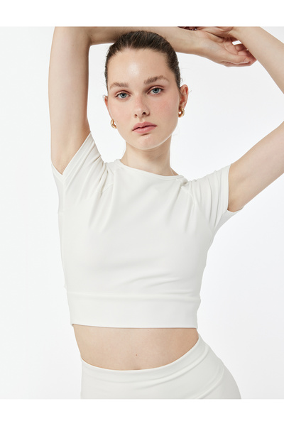 Koton Κοντομάνικο μπλουζάκι με γιακά ποδηλάτου και λεπτομέρειες δέσιμου.