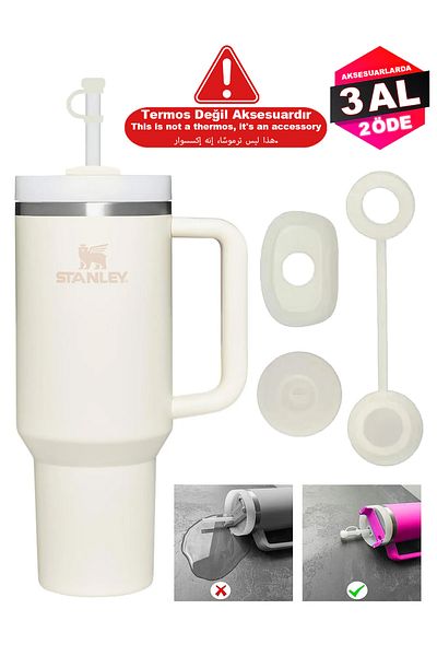Stanley Quencher 1,18 Straw Thermos Compatible 1 Set 3 Piece Cream Leak Proof Set Accessory