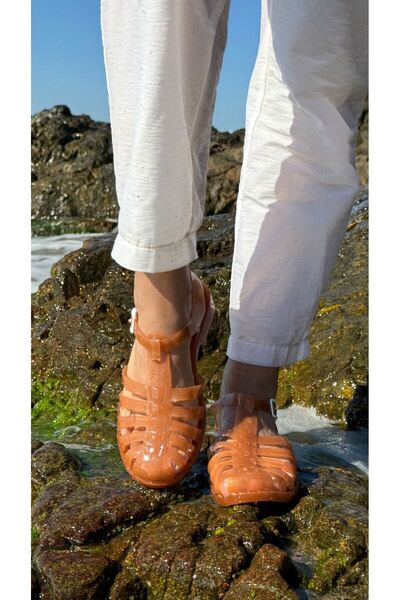 İmerShoes Kadın Çocuk Deniz Ayakkabısı Plaj Havuz Rafting Jel Görünümlü Şeritli Kaydırmaz Taban Sandalet 309