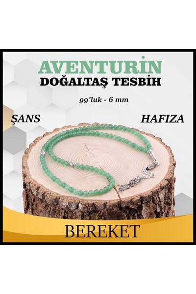 OSMANLI DEĞERLİ TAŞ Sertifikalı Aventurin 99'luk Doğaltaş Tesbih 6 Mm, T217