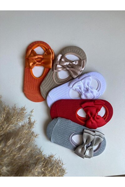 PAMBIK AYAKLAR 5'li Kız Bebek Renkli Fiyonklu Babet Çorap Set 6 Ay- 3 Yaş