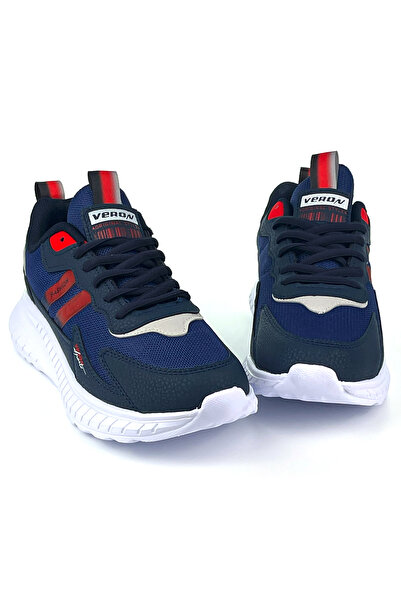 KAJILA Unisex Navy Blue Red Lace-Up Flexible Lightweight Casual Sneaker Sports Shoes