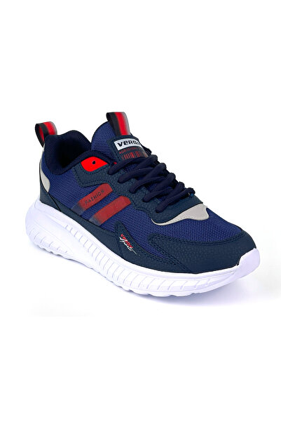 KAJILA Unisex Navy Blue Red Lace-Up Flexible Lightweight Casual Sneaker Sports Shoes