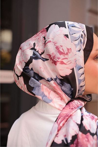 Gogoey Soft Rose Pattern Silk Voile Shawl Diorel