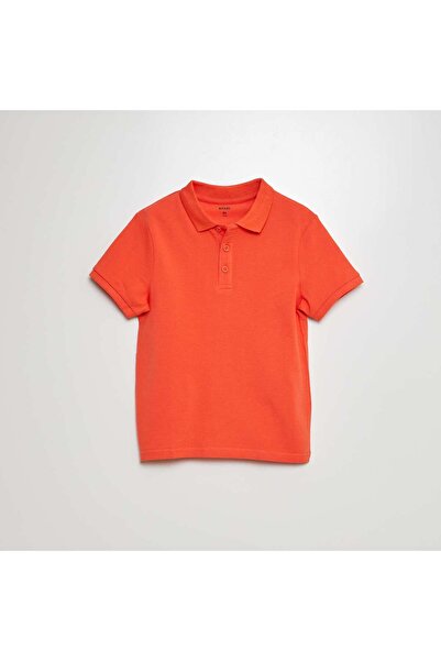 KIABI Plain piquÃ© knit polo shirt RED