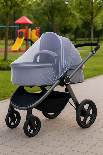 Pamuk Pazen Baby Stroller Fly Screen Protective Tulle – Summer Protection, Micro Perforated White Color