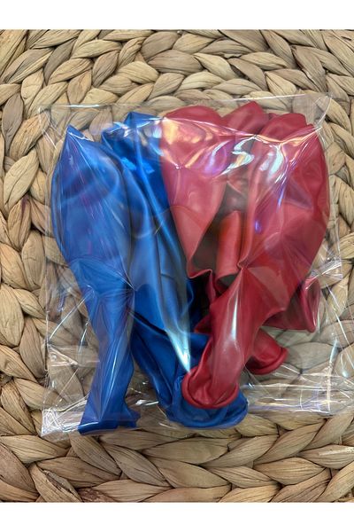 Deniz Party Store Lot of 5 Metallic Red and Navy Blue Latex Balloons - Pack of 10