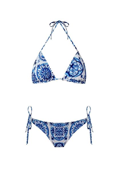 Nur Karaata Triangle Bleu Blanc Bikini