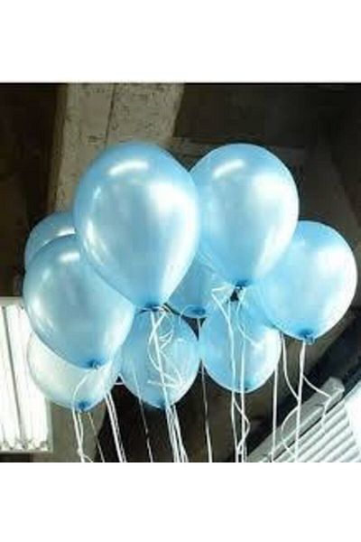 Deniz Party Store Light Blue Metallic Latex Balloon 10 Pieces