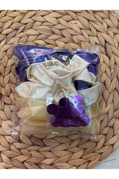 Deniz Party Store Purple Confetti Transparent Balloon Set 20 Pieces