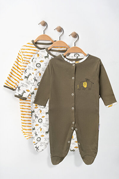 ENİA BABY Safari Patterned 3-Piece Jumpsuit Set with Booties