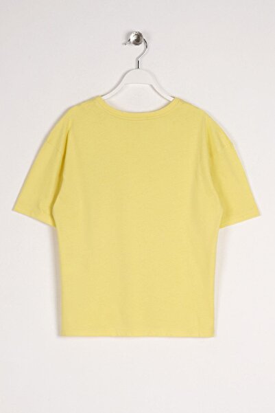 zepkids Crew Neck Short Sleeve Timeless Printed Light Yellow Color Boy's Tshirt