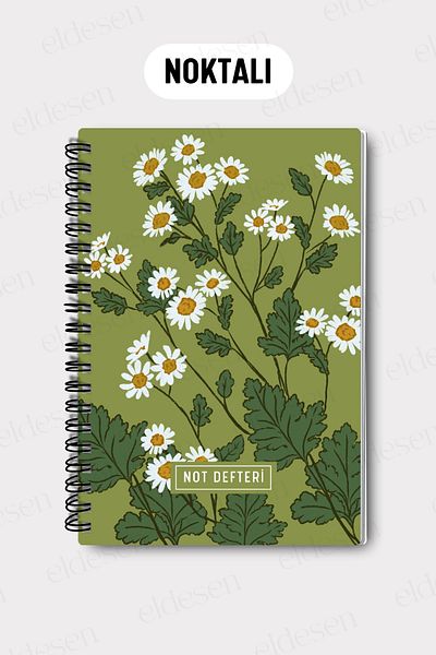 Eldesen Tasarım A5 Spiral Dotted School Notebook, 50 Sheets 100 Pages, Cardboard Cover Notepad