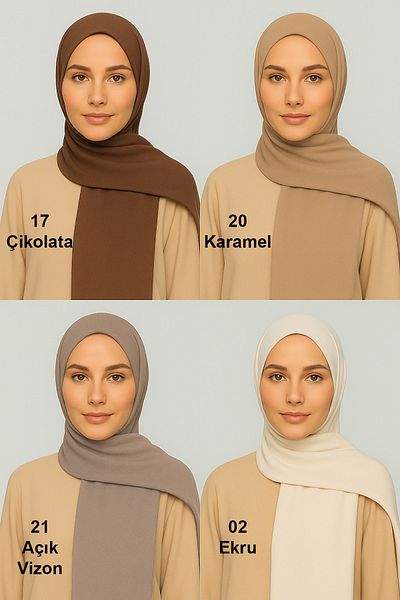 DAKKA KADİMA Combed Cotton Shawl Set of 4 (Chocolate - Caramel - Light Mink - Ecru)