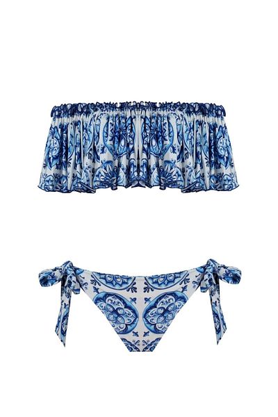 Nur Karaata Helianthus Bleu Blanc - High Waist Bikini Set