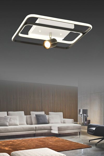 ESSLİGHT Eleni 45 cm Plafonier Chandelier with 3 Color Light Modes (White Yellow Daylight) Kitchen Bedroom Living Room