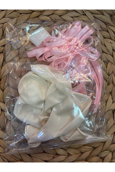 Deniz Party Store 6 White Balloons with Pink Bow Ribbon
