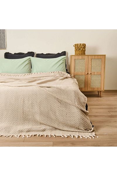 Evidea Soft Wicker Double Bedspread - Beige - 200X230 cm