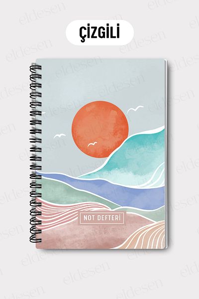 Eldesen Tasarım A5 Spiral Line School Notebook, 50 Sheets 100 Pages, Cardboard Cover Notepad