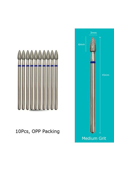 Choice G0306d-m(D) Hytoos 10pcs/pack Cone Diamond Cuticle Bit 3*6mm Nail Drill Bits Manicure Drills Nails A