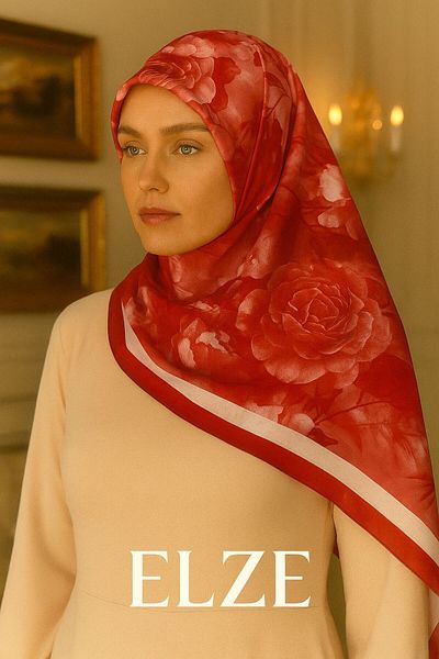 ELZE MODA Rose Patterned Viscose Soft Shal