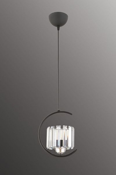 ESSLİGHT Eftal Single Black Pendant Lamp Chandelier (Crystal Stone) Entrance Hall Young Room Office