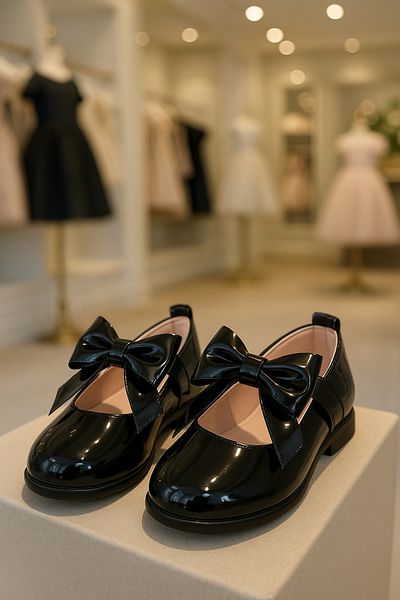 SIRRI Girl's Amira Velcro and Bow Ballerina Shoes