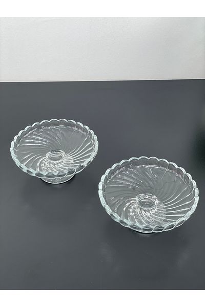 YzHome 2-Piece Footed Glass Plate Presentation Plate Serving Plate Bowl 6*13cm